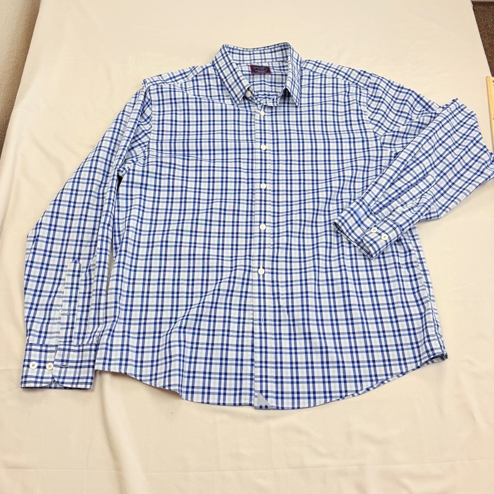 UNTUCKit Blue and White Plaid Men's Shirt